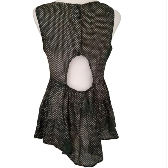 Anthropologie Ryu Swing Style Peplum Top Lace Front Rhinestone Detail Size Small - Picture 2 of 8